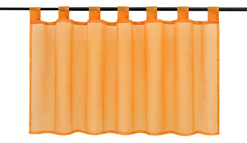 Joyswahl Eva - Tenda corta per finestra in voile, in tinta unita, trasparente, 45 x 90 cm, colore arancione, confezione da 1