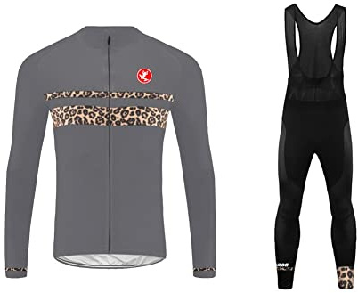 UGLY FROG Herren Winter Fleece Anzüge Schnell Trocknend Feuchtigkeitsaufnahme Schweiß Lange Ärmel Mountainbike Radfahren Trikot+Lange Hosen with Gel Pad Bekleidung Fahrrad