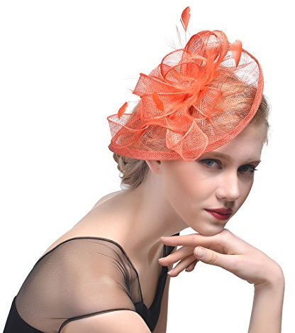 Damen Fascinator Blumen Netz Braut Kopfschmuck Haar Clip Hut Feder Haarschmuck Kopfbedeckung für Party Kirche Hochzeit Cocktail Jockey Club Haar Accessoire Tea Party Hochzeitskirch