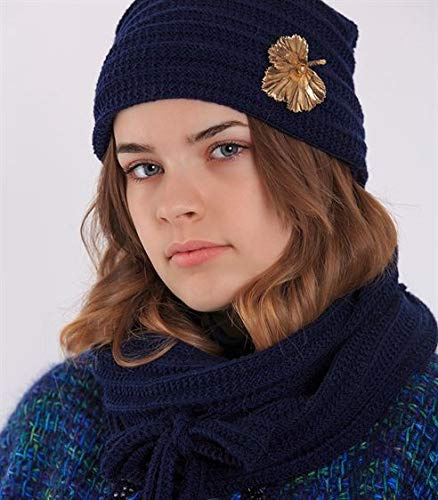 DesignEtte Strickset Railroad Mütze und Schal, weiß, Wolle, Einheitsgröße