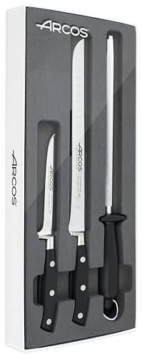 Arcos Set Schneiden 3-teilig aus Nitrum Edelstahl - Professionelles Küchenmesser 8 cm, Ideal zum Schneiden einer Vielzahl von Lebensmitteln - Ergonomischer Griff aus Polyoxymethylen (POM)