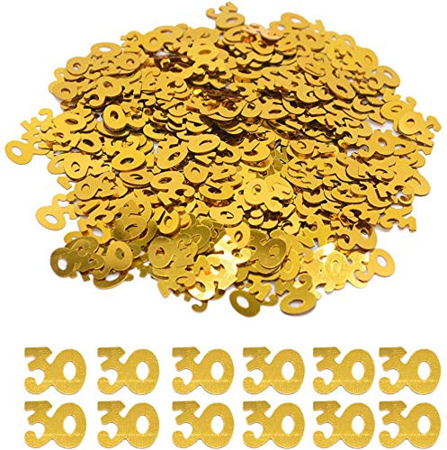 DIWULI Zahlen-Konfetti Gold 30 - Edle Tisch-Deko Geburtstag