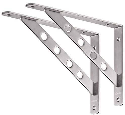 YUMORE Equerre Etagère Murale Inox,Support d'étagère 30x20cm Supports Triangulaires à Tablettes de 90 Degrés Équerres de Fixation pour Etagere Murale Flottante Charge Maximale 180KG, avec Vis