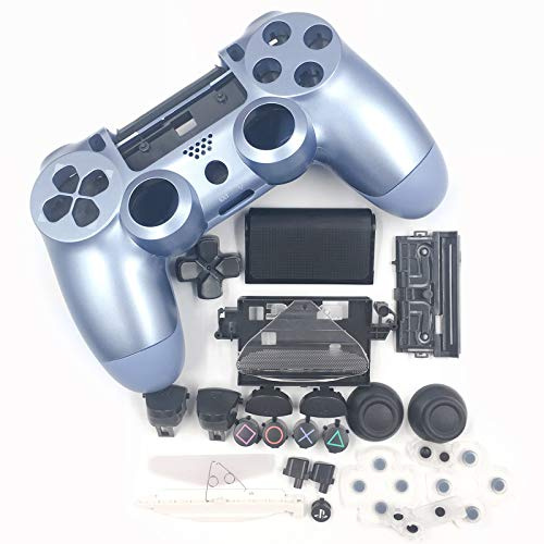 HUAYUWA Custodia in plastica per controller di gioco con pulsanti di ricambio per Playstation 4 Slim 4.0 JDM-040 (Versione V1), blu titanio