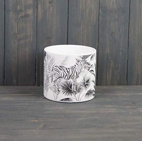 Ceramic Black & White Zebra Pot 13.8 x 12.5cm - Flower House Plant Succulent Storage Display