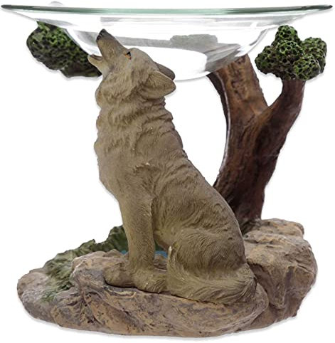 mtb more energy Duftlampe ''White Wolve'' - Wolf Duftlicht Aromalampe Teelichthalter - Höhe 11 cm - Fantasy Figur Geschenk Deko