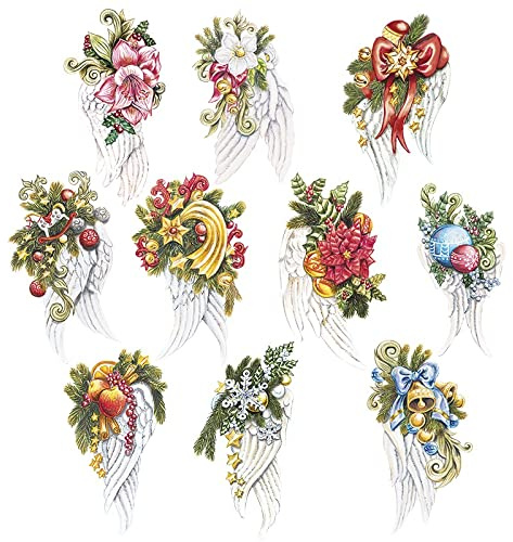 Ideen mit Herz 3-D Motive, ausgestanzt, ca. 7-10 cm, 10 Stück im Beutel | Bilder zum Basteln & Dekorieren | Grußkarten selber machen | Bildmotive für Scrapbooking & DIY-Deko (Engelsflügel)