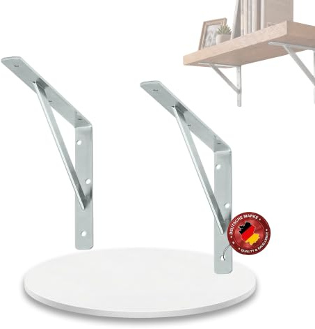 siwitec Regalhalterung Stegkonsole 150kg Traglast verzinkt 400x250x30mm 2er | abgerundete Ecken für saubere Kantenabschlüsse, ideal für Wohnbereich, Keller, Werkstatt oder Garage