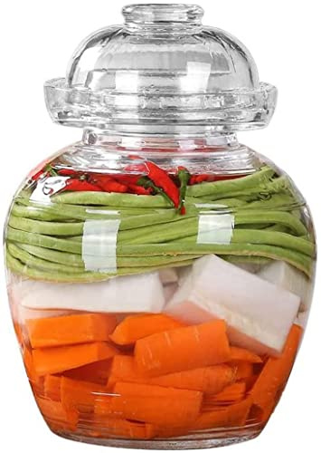JBKNAN Barattolo di Vetro con Coperchio Barattolo di Sottaceti, Kit Fermentazione Grande Crock Barattolo di Fermentazione per Verdure Paocai Jar Pot, 2,5 Litri(Clear)