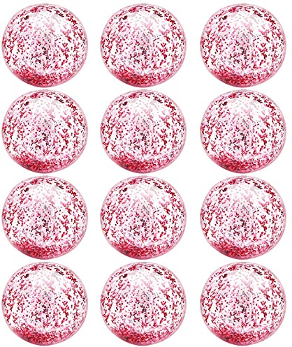12 Pack Inflatable Beach Balls Bulk 16 Pink Glitters Pool Toys Balls for Pool, Beach, Summer Pool Party - Swimming Pool Game Water Beach Toys Kid Party Favor Decorations Summer Blow Up Beach Ball