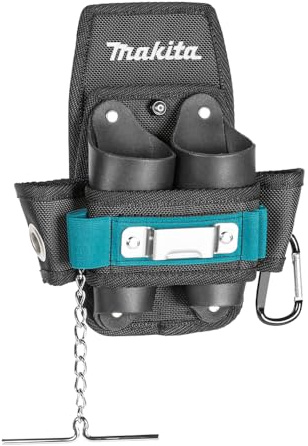 Makita E-15279 Elektrikerholster, für die Befestigung am Gürtel, Kettenhalter für Isolierband, Maßbandhalter, Karabiner, Platz für Handwerkzeug, Polyester, 185 x 55 x 205 mm (LxBxH)