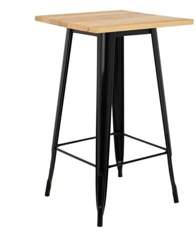 Tavolo da bar in legno metallo, tavolo da pranzo in ferro, design industriale, tavolo alto, quadrato, 60 x 60 x 110 cm, mangia in piedi in stile industriale in metallo, da 2 a 4 persone