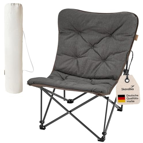 Skandika Chaise de Camping Mala | Chaise Pliante d'extérieur avec Rembourrage épais et Confortable, Structure Robuste Acier, supporte jusqu'à 135 kg, légère 4 kg, Sac de Transport | Camping, Voyages