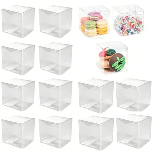 40 pezzi Scatola regalo trasparente 10x10x10cm Scatola regalo trasparente piccola scatola regalo quadrata in PVC Scatole bomboniere per feste, compleanni, dolci