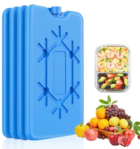 Simsky Lot de 4 Bloc Glace pour Sac Isotherme, 200 ML Chacune Réfrigérants pour Le Déjeuner de Congélation Réutilisables pour Glacière