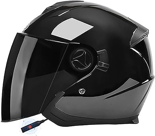 Kcolic Bluetooth Casque Moto Jet avec Double Visière Microphone Intégré Casques Moto Casque Scooter Ouvert Casques Moto pour Hommes Femmes Dot/ECE Homologué J