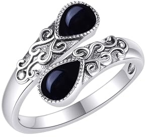 CUPENDA Moonstone Ring for Women Sterling Silver Rainbow Adjustable Band Open Rings Victorian Jewelry Gifts for Girls