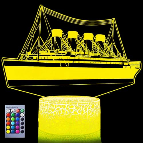 Jinson well 3D Schiff boot nacht licht Lampe led Illusion Nachtlicht 16 Farbwechsel Tisch Schreibtisch Dekoration Lampen Acryl ABS Base USB Kabel Spielzeug