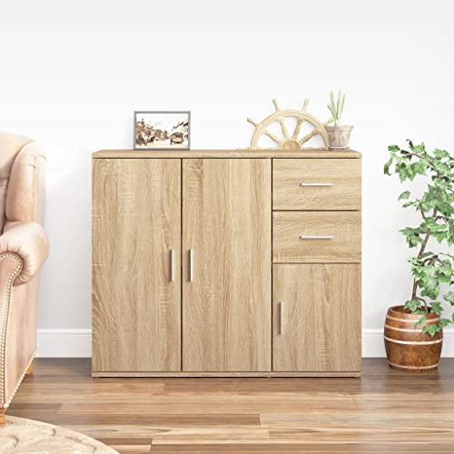 INLIFE Sideboard Sonoma-Eiche 91x29,5x75 cm Holzwerkstoff,27,4 KG,823272