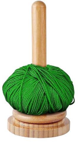 Oldmoom Wollabwickler, Drehbarer Wollknäuelhalter, Holzspinn garn, Stricken Fadenhalter Aus mit Drehmechanismus, Garnhalter für knotenfreies, gleichmäßiges Stricken und Häkeln