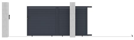 Vente-unique-Gartentor Schiebetor mit Torantrieb - 374 x 180 cm - Aluminium - Anthrazit - VIAZO