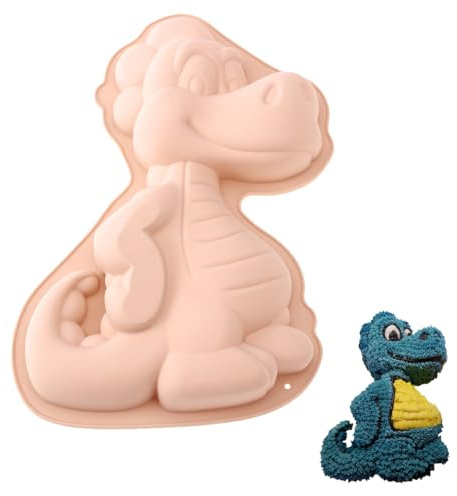 3D kakform silikon chokladform bakformar söta tvålformar muffins bakform (Dino bakform -rosa)
