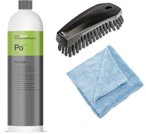 Winrodoor Kit de nettoyage de rembourrage Koch Chemie Pol Star avec brosse et chiffon en microfibre pour les saletés extrêmes sur les tissus d'ameublement, les textiles et les sièges de voiture