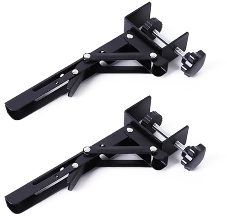 Lot de 2 Extension Bureau, 25,4cm Bureau étendu en Acier Inoxydable Plateau de Clavier Pliables Support D'étagères de Clavier Pinces en C Réglables Rallonge Table Pliable Pour Table DIY Bureau