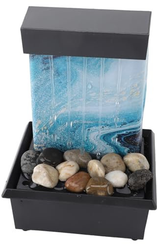 Tischbrunnen Zimmer-Wasserfallbrunnen Felswasserfall Zimmerbrunnen LED-Leuchten Wasserspiel Wasserfall USB-Innenwasserbrunnen mit Steinen für die Moderne Innendekoration zu