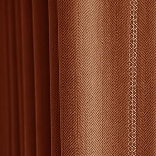 Dsnyu Gardinen Vintage, Schiebegardinen Orange Volltonfarbe Chenille Vorhänge Dekorativ für Fenster 2er Set 132x274cm BxH