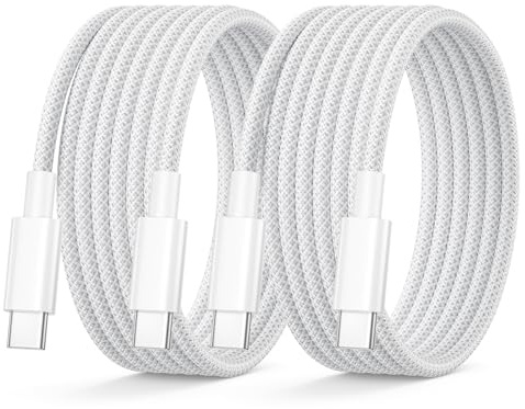 Cable iPhone 15 2M 2Pack, 60W Cable USB C a USB C Cable Tipo C Carga Rapida | 2M Cable Cargador Tipo C Nylon Cable Cargador iPhone Carga Rapida para iPhone 15 16 Pro Max/Plus/15/16, iPad Pro/Air/Mini