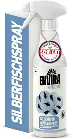 Envira Silberfischspray 500 ml - hochwirksam gegen Silberfische | Silberfisch Spray & Mittel gegen Papierfischchen - hochwirksam für Haus, Wohnung, Küche und Bad, geruchsarm
