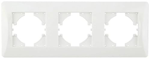Vit infälld ram med 3 horisontella element, perfekt för elinstallationer och inredning.