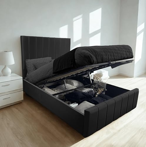 linear Panel Ottoman Storage Bed Frame