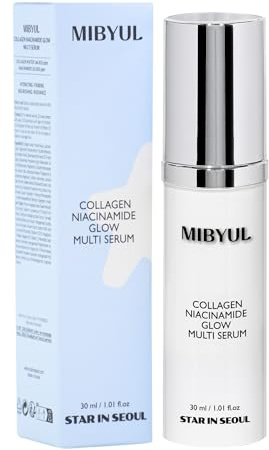 [STAR IN SEOUL] MIBYUL COLLAGEN NIACINAMIDE GLOW MULTI SERUM, 30ml, Éclaircissant, Hydratant, Raffermissant, Soin des Pores & Anti-Âge, Sérum Visage Coréen.