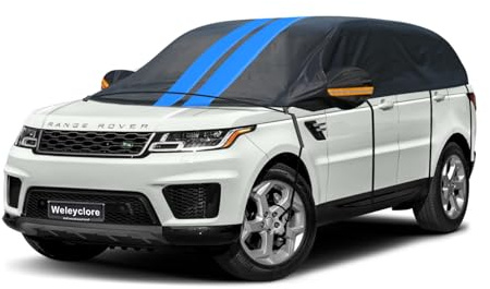 Weleyclore Half Top Car Cover Waterproof All Weather, Universal Outdoor Car Roof Cover for Ice and Snow, Side/Rear Window Frost Protection, SUV YXL (Up To 530 cm)