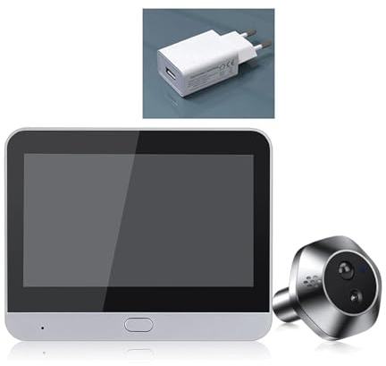 VEKELETE Spioncino Digitale con Telecamera Wi-Fi Tuya, Audio bidirezionale, Video 1080P, Visione Notturna, rilevamento del Movimento, visore Digitale for Porta(Peephole EU Charger,with 128GB TF Card)