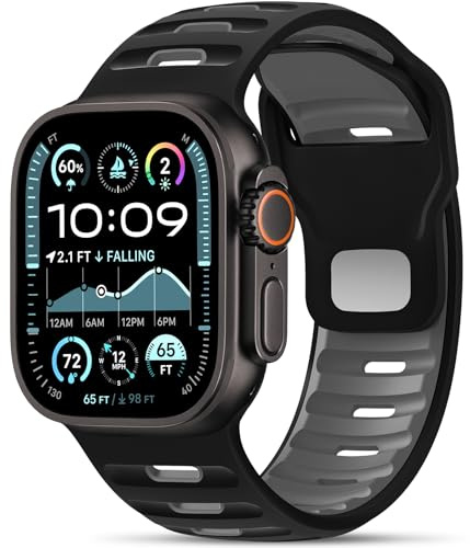 Higgs Silikonarmband kompatibla med Apple Watch 44 mm Ultra/Ultra 2 49 mm 46 mm 45 mm 42 mm herr, mjuka sporter för iWatch serie SE/2, 10, 9, 8, 7, 6, 5, 4, 3, 2, 1, 49mm/46mm/45mm/44mm/42mm(Series 3