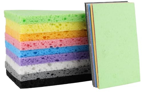 18Pcs Compostable Pop Up Sponges, Eco Cleaning Sponge Biodegradable Compressed Natural Cellulose, Plastic Free Reusable Washing Up Non-Scratch Scourer for Kitchen Dish, Household, Cookware, Bathroom