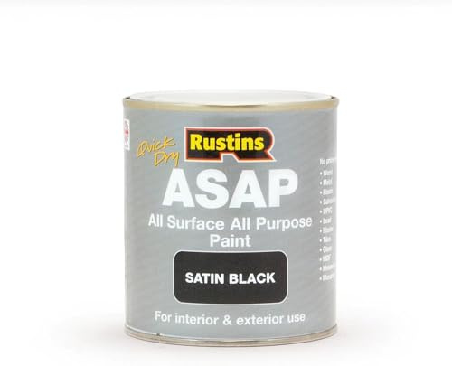 Rustins ASAP All Surface All Purpose Quick Dry Paint for Exterior & Interior Use Satin Black 500ml