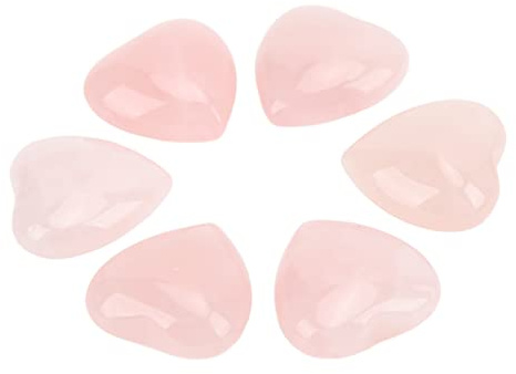 LIYJTK Rose Quartz Heart Stone Soulagez l'anxiété Balance Énergie Matériel exquis Exquis Durable Rose Quartz Heart Stone 6pcs