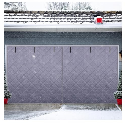 Kit d'isolation de porte de garage, rideau isolant thermique en coton, écran de porte de garage pour l'hiver, housse de portes coupe-vent et économe en énergie(Gray,244x305cm)
