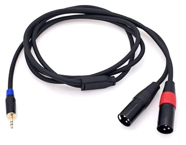 JZK 1.8 m Mini jack 3,5mm a doppio XLR Cavo, cavo audio bilanciato TRS 1/8 pollice a 2 XLR maschio, cavo breakout Aux 3,5 mm a doppio XLR stereo Y-Splitter per microfono, mixer, amplificatore