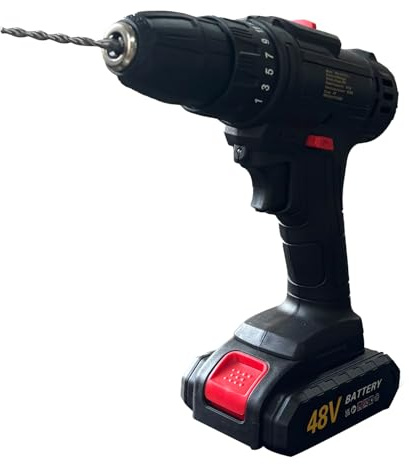 Complete Cordless Drill and Screwdriver Set with Hammer Action, 25Nm, 2 Batteries, 25 Torque Settings - Essential Power Tools for Home DIY, Furniture Assembly & Drilling (Black)
