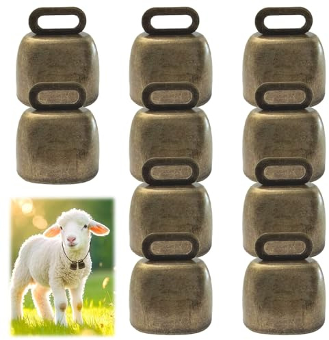 10 Stück Kuhglocke Handwerk, Ziegenglocke Bauernhof Tierglocken Glocken Metall Haustiere DIY Dekoration Anti-Diebstahl Sehr Laute Für Rinder Kuh Pferd Schafe
