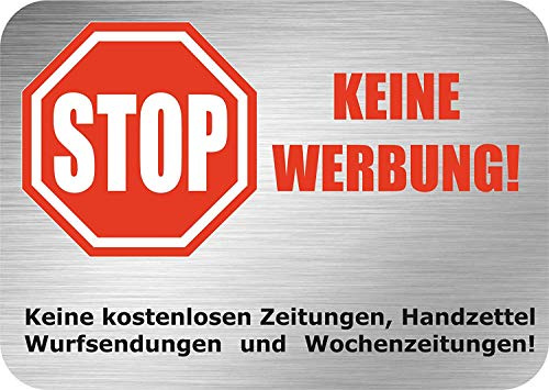 INDIGOS UG Briefkasten Aufkleber - Edelstahl Optik - 75 x 42 mm - 10 Stück - verschieden Sets - Keine Werbung! - einzeln ablösbar