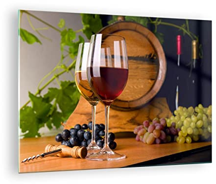 ARTTOR Tableau sur Verre Décoratif 70x50cm Cuisine - 2238 | Alcool Baril Boire Impression sur Verre Décoration Murale Art Mural Verre Trempé Salon Chambre Cuisine Design Moderne ARTTOR