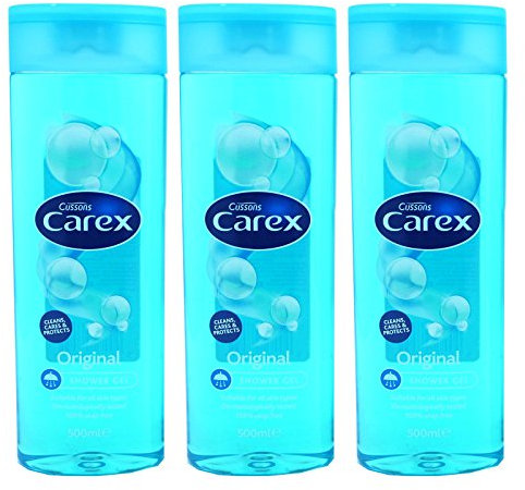 Carex Original Shower Gel for All Skin Types, Effectively Cleanses and Protects Your Skin, 100% Soap Free, 500ml (Pack of 3)
