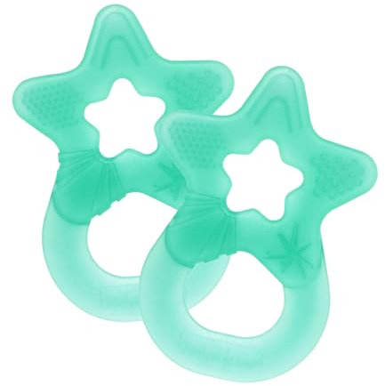 Dentistar Beißring 2er-Set – Teether für Babys & Kleinkinder ab 3 Monate – Baby Beißring mit Griff aus weichem Material zur Zahnungshilfe & Massage – Made in Germany – Türkis Grün