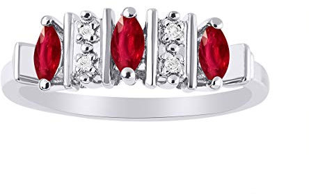Bague marquise rubis et diamant en argent sterling 925, Argent sterling, Rubis
